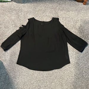 Only worn once! Black blouse with cold shoulder.